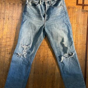 Denim Forum Distressed Joni High Rise Loose Jeans